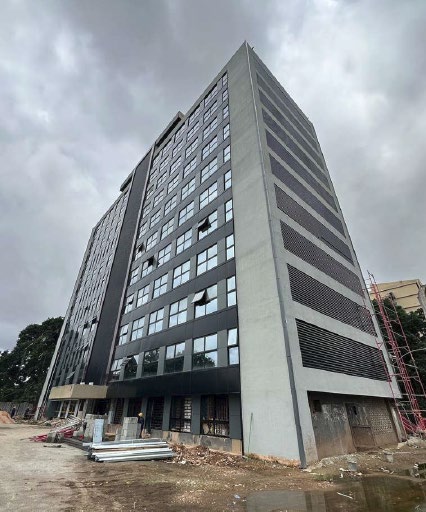 Palm House tower recladded in aluminum and glazing, works nearing completion